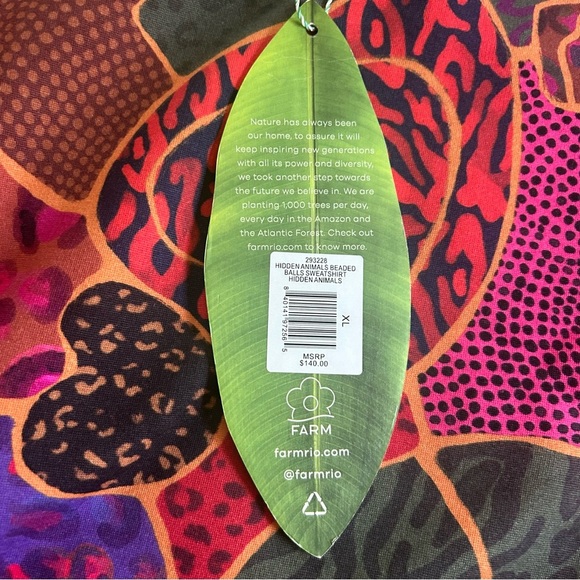 NWT Size XL FARM RIO Hidden Animals Beaded Balls Crewneck Cotton Sweatshirt Boho - Picture 12 of 12